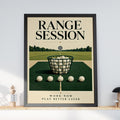Golf Range Session Poster, Vintage Golf Wall Art, Driving Range Print, Golfer Gift, Green Cream