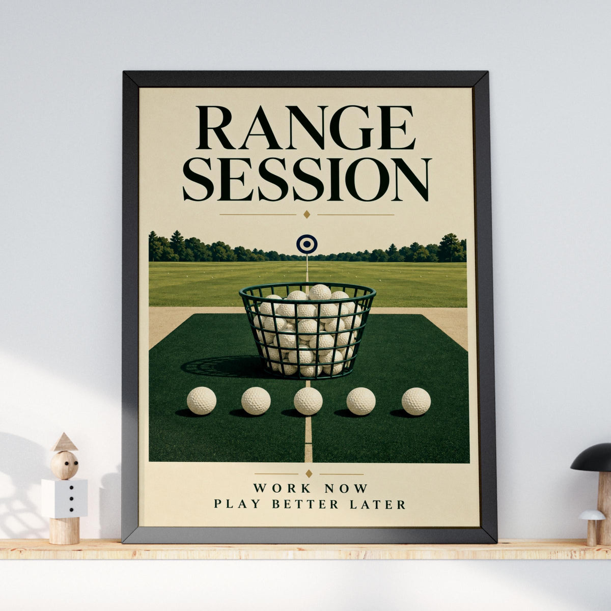 Golf Range Session Poster, Vintage Golf Wall Art, Driving Range Print, Golfer Gift, Green Cream