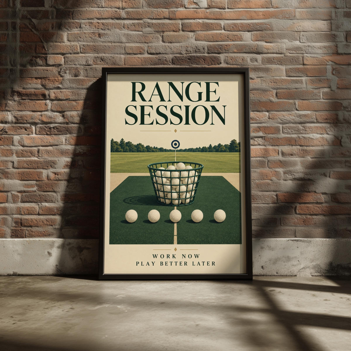 Golf Range Session Poster, Vintage Golf Wall Art, Driving Range Print, Golfer Gift, Green Cream