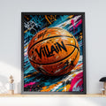 Basketball Graffiti Wall Art, Street Art Poster, Villain Sports Print, Urban Teen Bedroom Decor