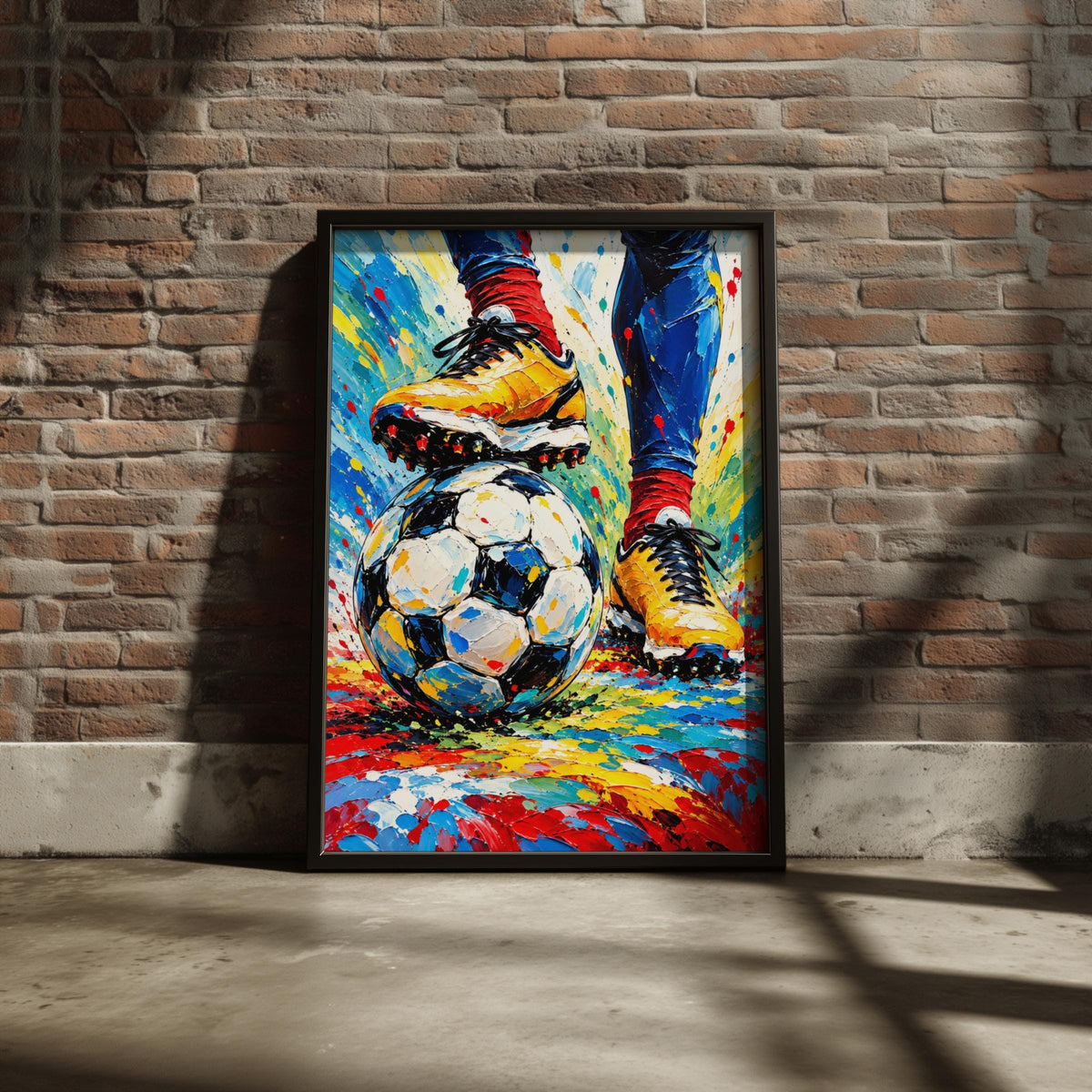 Football Boots Wall Art, Colourful Impasto Football Poster, Abstract Sports Print for Boys Bedroom