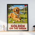 Golden Retriever Golf Poster, Dog Golf Wall Art Print, Funny Golfer Gift, Golf Club Decor, Man Cave