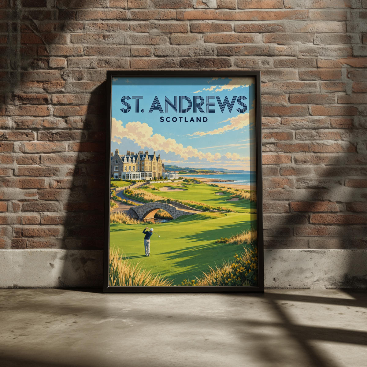 St Andrews Scotland Golf Poster, Links Course Travel Print, Golfer Gift Wall Art, Coastal Golfing