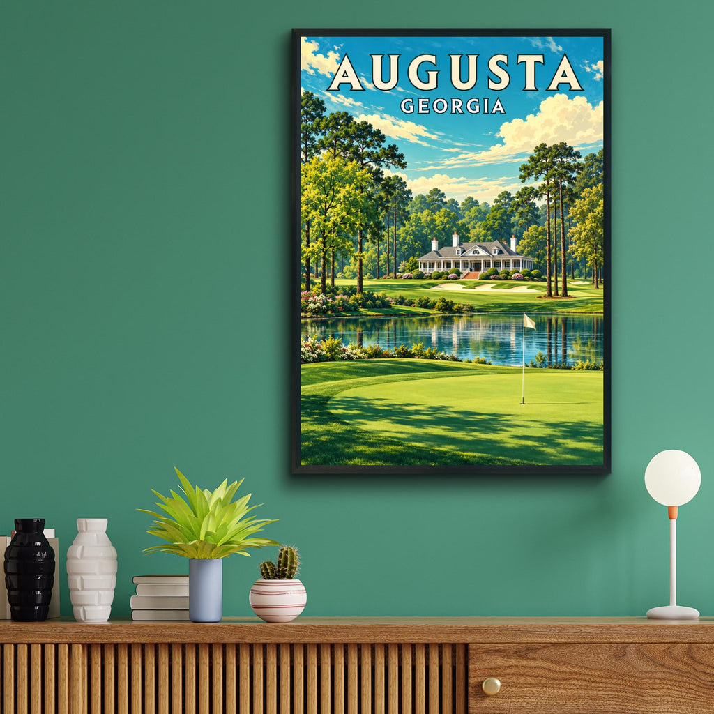 Augusta Georgia Golf Poster, Vintage Travel Print, Golf Course Wall Art, Golfer Gift, Clubhouse