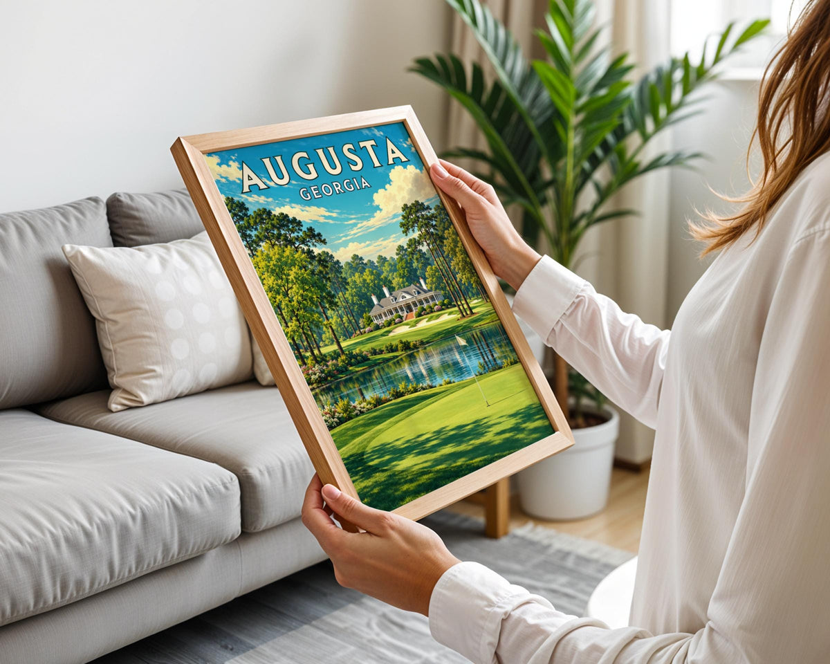 Augusta Georgia Golf Poster, Vintage Travel Print, Golf Course Wall Art, Golfer Gift, Clubhouse