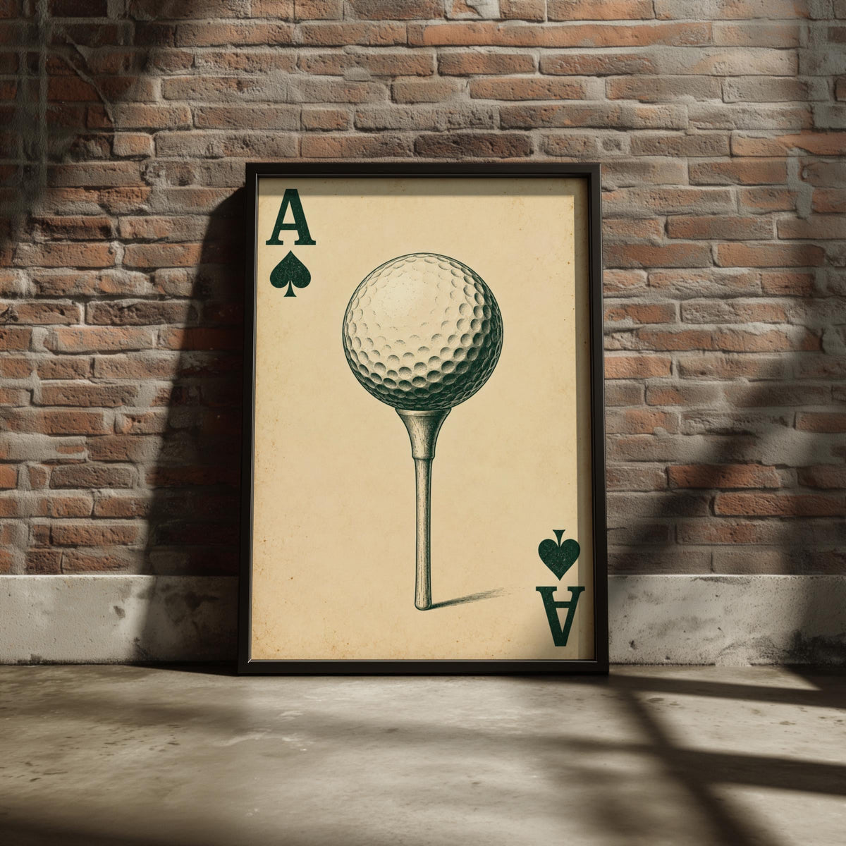 Ace of Spades Golf Ball Poster, Vintage Playing Card Art Print, Golfer Gift, Clubhouse Wall Decor
