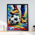 Football Boots Wall Art, Colourful Impasto Football Poster, Abstract Sports Print for Boys Bedroom