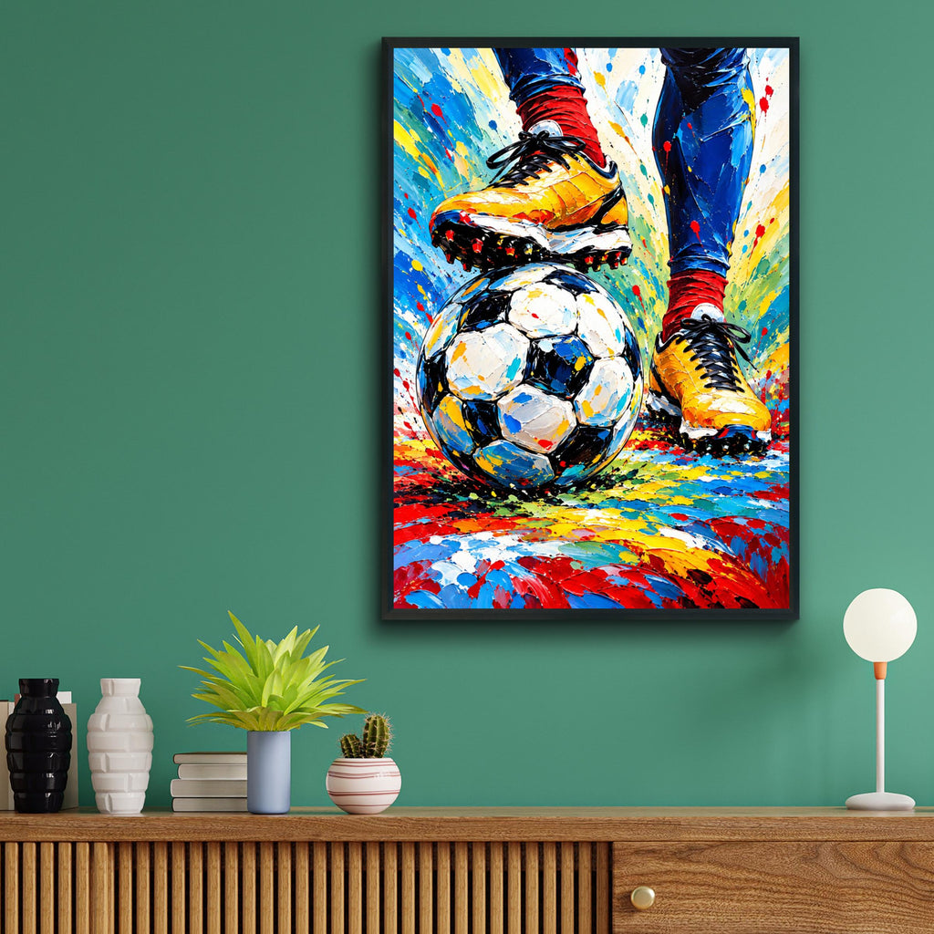 Football Boots Wall Art, Colourful Impasto Football Poster, Abstract Sports Print for Boys Bedroom