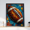 American Football Graffiti Art Poster, Blue Brick Wall Street Art Print, Sports Fan Gift, Man Cave
