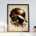 Vintage Baseball Helmet Poster, Sepia Watercolour Sports Wall Art, Rustic Baseball Fan Gift Print