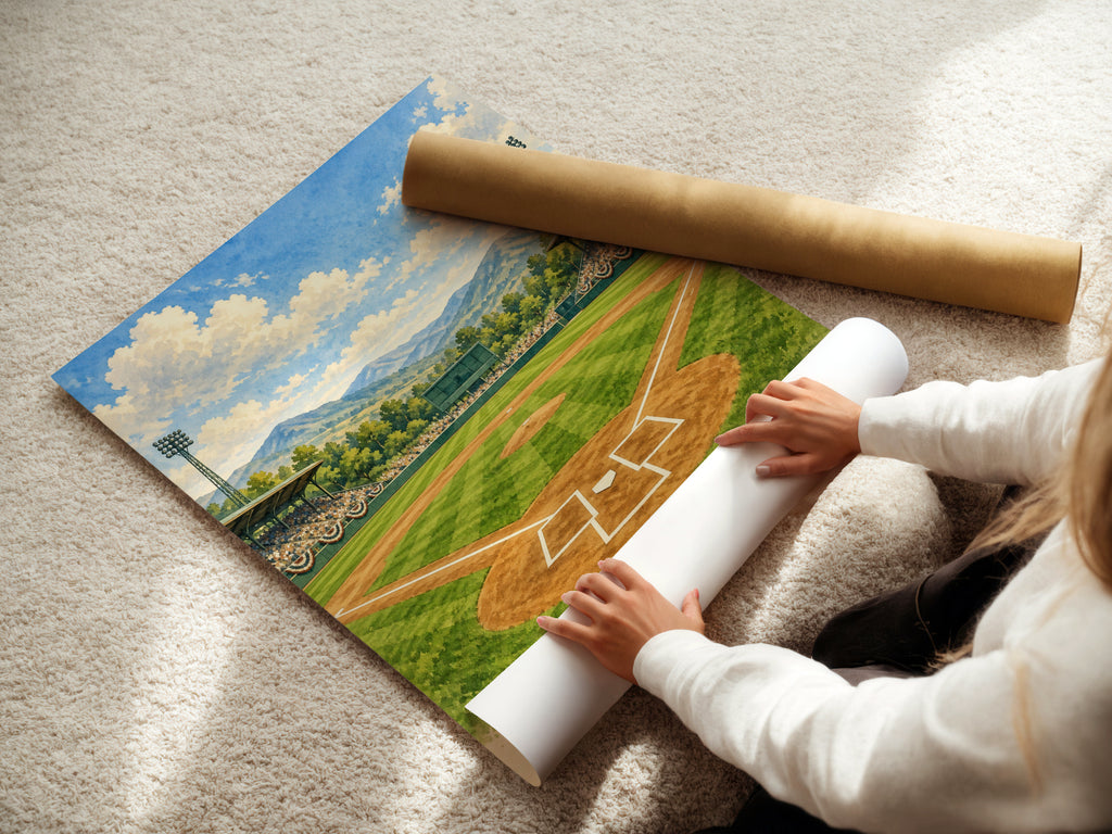 Baseball Field Watercolour Poster, Every Inning Brings Possibility Quote, Sports Wall Art